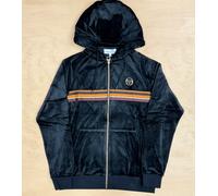 Sergio Tacchini Albi Velour Zip hoodie Jacket Black Gold Comfort 80s Casual