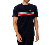Sergio Tacchini Ayme Velour T-Shirt, Maritime Blue, Striped (UK, Alpha, XL, Regular, Regular, Maritime Blue)
