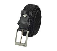 Sergio Tacchini Braided Belt,Man Woman, in Elastic fabric With Inserts in Genuine Leather, Gift Box Black 115