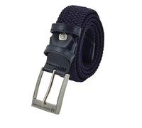 Sergio Tacchini Braided Belt,Man Woman, in Elastic fabric With Inserts in Genuine Leather, Gift Box Dark Blue 125