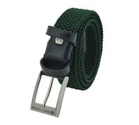 Sergio Tacchini Braided Belt,Man Woman, in Elastic fabric With Inserts in Genuine Leather, Gift Box Dark Green 125