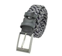Sergio Tacchini Braided Belt,Man Woman, in Elastic fabric With Inserts in Genuine Leather, Gift Box Grigio e Blu 115