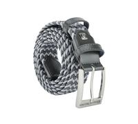 Sergio Tacchini Braided Belt,Man Woman, in Elastic fabric With Inserts in Genuine Leather, Gift Box Mix Grey 125