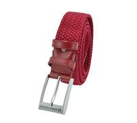 Sergio Tacchini Braided Belt,Man Woman, in Elastic fabric With Inserts in Genuine Leather, Gift Box Red 125