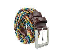 Sergio Tacchini Braided Elastic Belt for Men and Women with Genuine Leather Inserts, Gift Box, Multicolor Yellow Orange, 125 (taglia 54/56)
