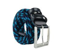 Sergio Tacchini Braided Elastic Belt for Men and Women with Genuine Leather Inserts, Gift Box, Turquoise Blue, 115 (taglia 48/52)