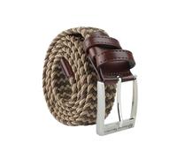 Sergio Tacchini Braided Elastic Belt, Unisex Woven Stretch Belt with Genuine Leather Trim, Multi-Tone, Gift Box