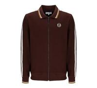 Sergio Tacchini Giorno Track Top, Bitter Chocolate, Full-Zip Jacket with White Side Stripes, Gold Trim Collar (UK, Alpha, M, Regular, Regular, Chocolate)