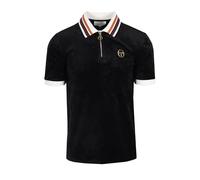 Sergio Tacchini Mahony Velour Zip Polo Shirt Black/Gold (UK, Alpha, M, Regular, Regular, Black/Gold)