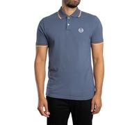 Sergio Tacchini Men's 020 Stripe Collar Polo Shirt, Vintage Indigo/Pumpkin Spice, L