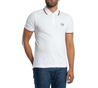 Sergio Tacchini Men's 020 Stripe Collar Polo Shirt, White/Black/Adrenaline, M