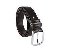 Sergio Tacchini Men's belt made of genuine leather, rectangular buckle, nickel-free, can be shortened - Dark brown two seams 348