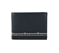 Sergio Tacchini Mens Black Genuine Leather Wallet with Card Holder and Gift Box, Blue 019, Clásico, Classic