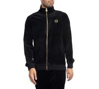 Sergio Tacchini Men's Court Velour Track Jacket, Black, XL