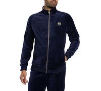 Sergio Tacchini Men's Court Velour Track Jacket, Maritime Blue/Gardenia, L