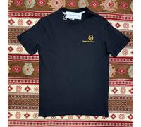 Sergio Tacchini Mens Felton T-Shirt Logo Black Gold Classic Retro