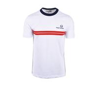 Sergio Tacchini Mens New Supermac T-shirt White/Maritime Blue/Adrenaline Rush Cotton - Size X-Large