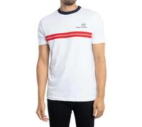 Sergio Tacchini Men's New Supermac T-Shirt, White/Maritime Blue/Adrenaline Rush, M