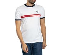 Sergio Tacchini Men's Supermac T-Shirt, White/Maritime Blue/Adrenaline Rush, XL