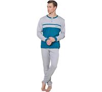 Sergio Tacchini Men's Winter Pyjamas, Warm Cotton Pyjamas Limited Edition, 30b21 grey melange, L