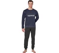 Sergio Tacchini Men's Winter Pyjamas, Warm Cotton Pyjamas Limited Edition, 30b24 navy blue, M