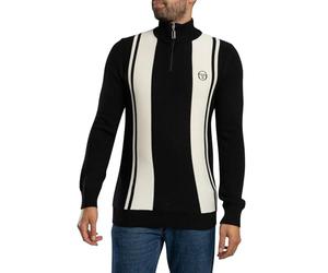 Sergio Tacchini Men's Young Line 1/4 Knit, Black/Gardenia, L