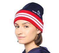 Sergio Tacchini Unisex Surgis Beanie Knitted Rib with Turn Over & Sergio Logo Navy/Red