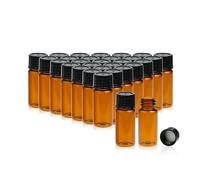 SERHICS 20pcs 10 mL Amber Glass Vials, Sample Glass Bottles with Black PP Screw Cap, Empty Vials Sample Jars 22x52mm