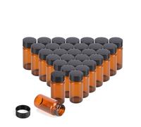 SERHICS 20pcs 20 mL Amber Glass Vials, Sample Glass Bottles with Black PP Screw Cap, Empty Vials Sample Jars 27.5x57mm