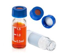 SERHICS 2mL Autosampler Vials, 9-425 HPLC Vials with Writing Area and Graduations, Screw Cap, Red PTFE/White Silicone Septa, 100 Pcs
