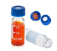 SERHICS 2mL Autosampler Vials, 9-425 HPLC Vials with Writing Area and Graduations, Screw Cap, White PTFE/Red Silicone Septa, 100 Pcs