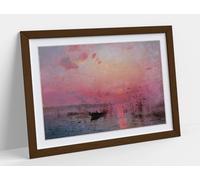Serhii Vasylkivsky- Sunset over the Lake Stunning Framed Wall Art Print Picture - A2 - Walnut Frame