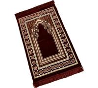 Serhill Muslim Prayer Rug, Soft Plush Thin Islamic Prayer Mat, Janamaz, Sajada, Praying Carpet, Ramadan Gift, Eid Hajj Gift (Carmine)