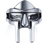 Serhuque Mf Doom Ring Men's Gothic Biker Punk Vintage Stainless Steel Ring Spartan Mask Helmet Nordic Pagan Viking Rings Size Z+1