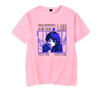 Serial Experiments Lain Anime Merch T-Shirt Unisex Casual Crewneck Short Sleeve Fashion Classic Tee (3XL,Pink)