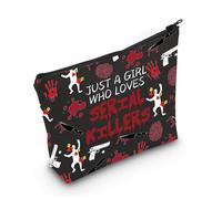 Serial Killer Cosmetic Bag Just a Girl Who Loves Serial Killers Crime Show Fan Gift Serial Killer Merch Killer Zipper Pouch (Loves Serial Killers 3uk)