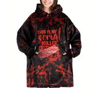 Serial Killer Gifts for Women, True Crime Gifts for Women - This Is My Serial Killer Documentaries Watching Hoodie- True Crime Wearable Flannel Blanket Hoodie for Crime Lover Fans, One Size, Black,