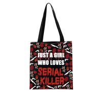 Serial Killer Tote Bag Murder Gift Horror True Crime Lover Gift Serial Killers Podcast Gift True Crime Shopping Bag (Cotton, LOVES SERIAL KILLERS tote 2uk)