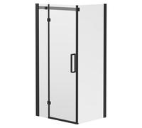 Series 10 Colore Inline Hinged Door Shower Enclosure | Matt Black | Glass/Aluminium | 1000mm x 760mm