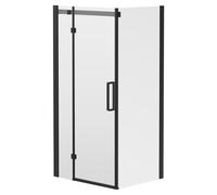 Series 10 Colore Inline Hinged Door Shower Enclosure | Matt Black | Glass/Aluminium | 1000mm x 800mm