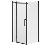 Series 10 Colore Inline Hinged Door Shower Enclosure | Matt Black | Glass/Aluminium | 1000mm x 900mm