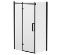 Series 10 Colore Inline Hinged Door Shower Enclosure | Matt Black | Glass/Aluminium | 1200mm x 760mm