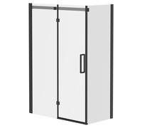 Series 10 Colore Inline Hinged Door Shower Enclosure | Matt Black | Glass/Aluminium | 1400mm x 700mm