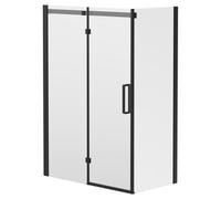 Series 10 Colore Inline Hinged Door Shower Enclosure | Matt Black | Glass/Aluminium | 1400mm x 760mm
