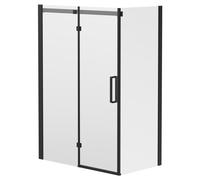 Series 10 Colore Inline Hinged Door Shower Enclosure | Matt Black | Glass/Aluminium | 1400mm x 800mm