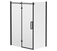 Series 10 Colore Inline Hinged Door Shower Enclosure | Matt Black | Glass/Aluminium | 1400mm x 900mm