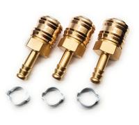 Series 26 Coupling x 3 - Water Fed Pole Hose Reel Microbore Fitting with 8mm Hosetail + O Clips