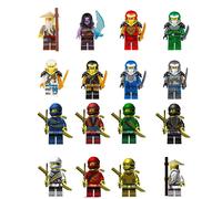 (Series A) 16PCS Gold Ninja Building Blocks Figure Puzzle Assembling Toy Fit Lego