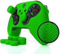 SeriesPro Studded Grip Skin for Xbox Series X/S Controller (NOT for Older Xbox One or Elite 1/2) by Foamy Lizard - Sweat Free Silicone w/Flat Top Anti-Slip Studs + 8 Aceshot Thumb Grips (Green)