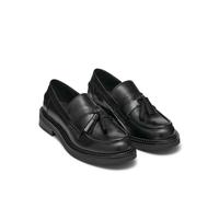 Serilda Fringed Loafers in Breathable Leather Black